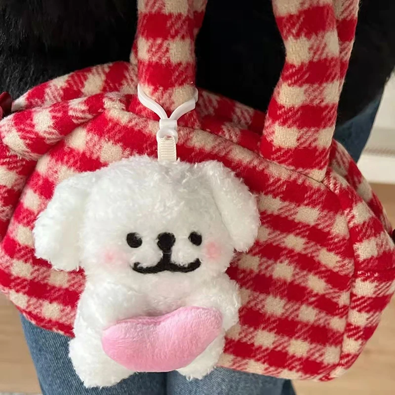

Korea Cartoon Line Dog Plush Toys Keychain Cute Plushie Doll Knapsack Decorative Pendant Car Accessories Gifts for Friends