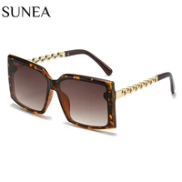 ins fashion women square sunglasses shades uv400 vintage metal chain legs eyewear men oversized gradient lens sun glasses