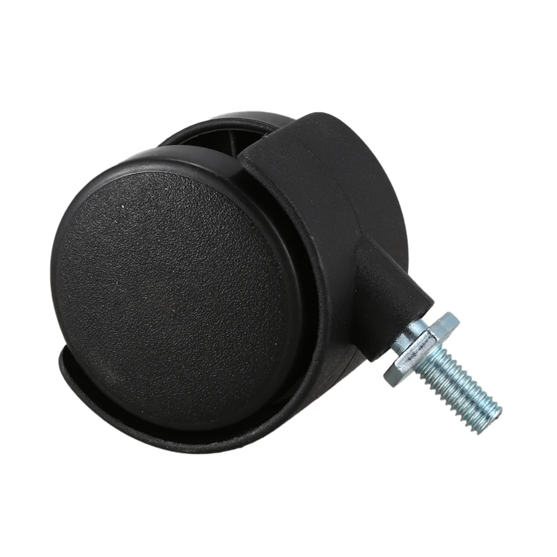 6mm Threaded Stem 40mm Dual Wheel Rotatable Caster Black | Furniture Casters