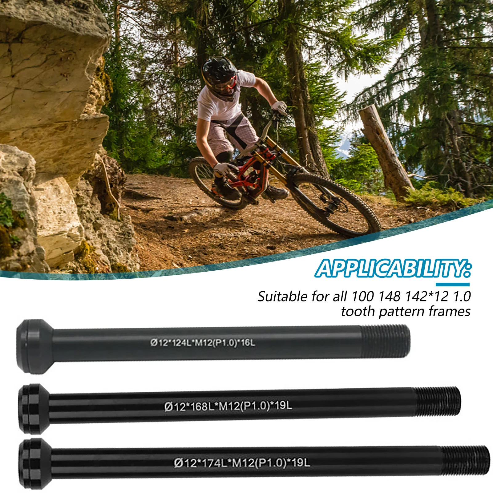 

Front Fork Thru Bike Front Fork Bicycle Rear Wheel Thru Skewer 124mm/4.88inch 168mm/6.61inch 174mm/6.85inch Black