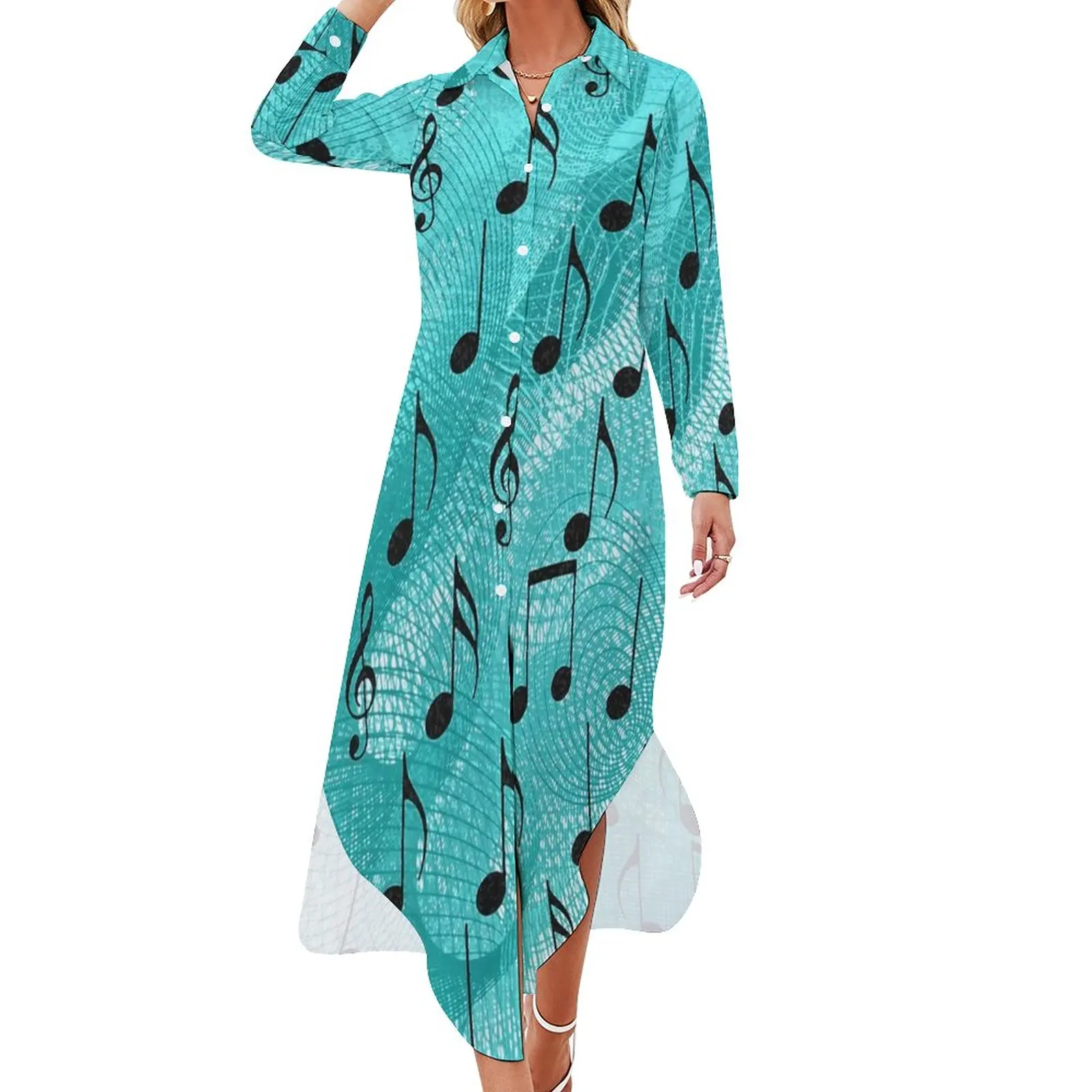 

Шифоновое платье с музыкальными нотами, модные платья с музыкальными нотами, летнее Повседневное платье с V-образным вырезом, женское сексу...