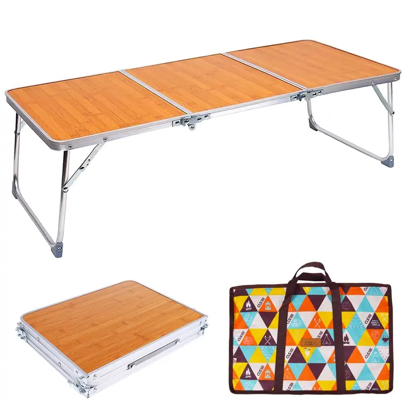 

Стол для кемпинга, складной портативный стол для пикника на открытом воздухе, стол для ноутбука, стол с ручкой для переноски, 3 фута, легкий алюминиевый