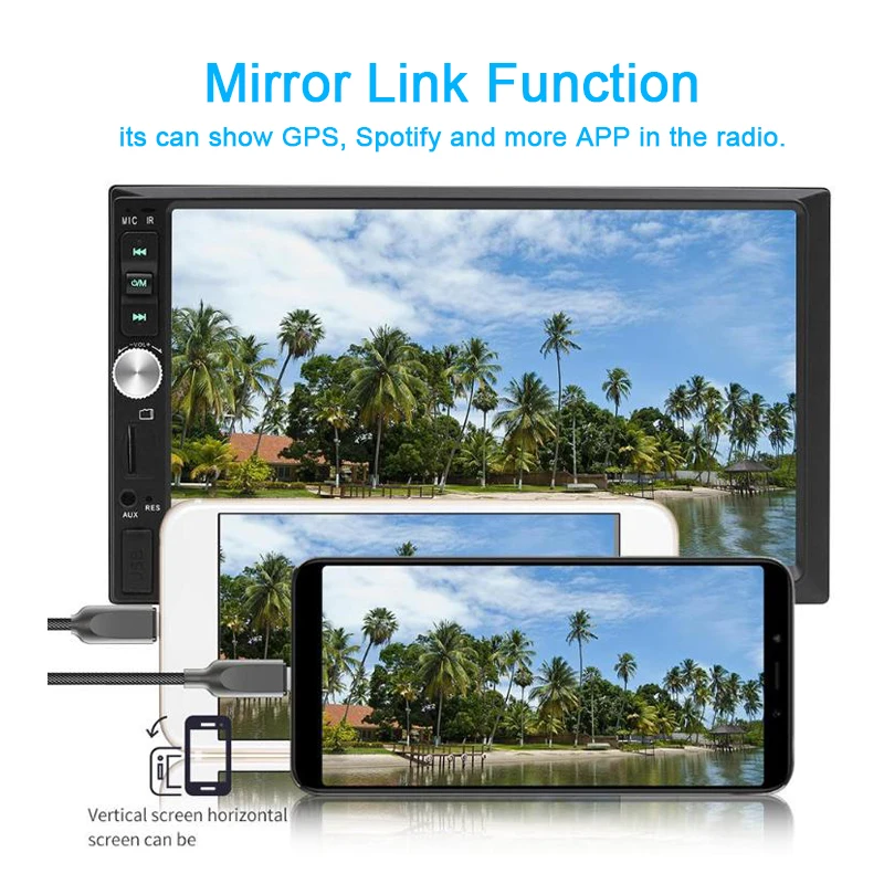 Car Radio 2 Din 7 Inch Bluetooth MP5 Autoradio Multimedia Player Touch Screen Mirror Link Auto Audio Stereo TF USB FM | Автомобили и