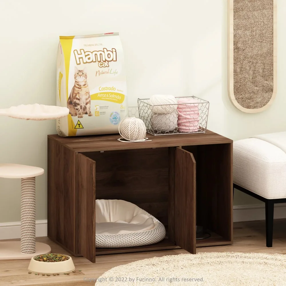 

Furinno Peli Litter Box Enclosure, Columbia Walnut Made of CARB Grade Composite Wood Multifunctional Furniture