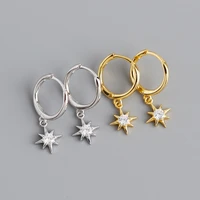 new arrivals s925 sterling silver anise star zirconia earrings minimalist 18k gold plated dangler jewelry for women 2022