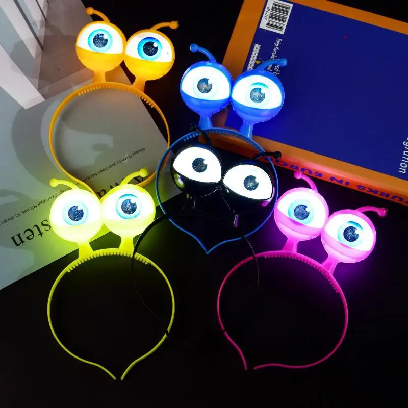 Flashing Eyeball Hair Band Party Ball Halloween Headwear Prop Glowing Large Eyes Alien Led Headband