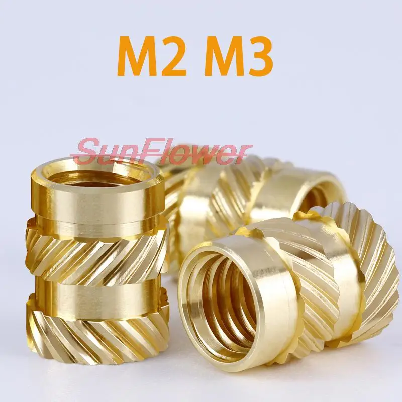 

M2 M3 50Pcs Insert Knurled Nuts Brass Hot Melt Inset Nuts Heating Molding Copper Thread Inserts Nut Free Shipping