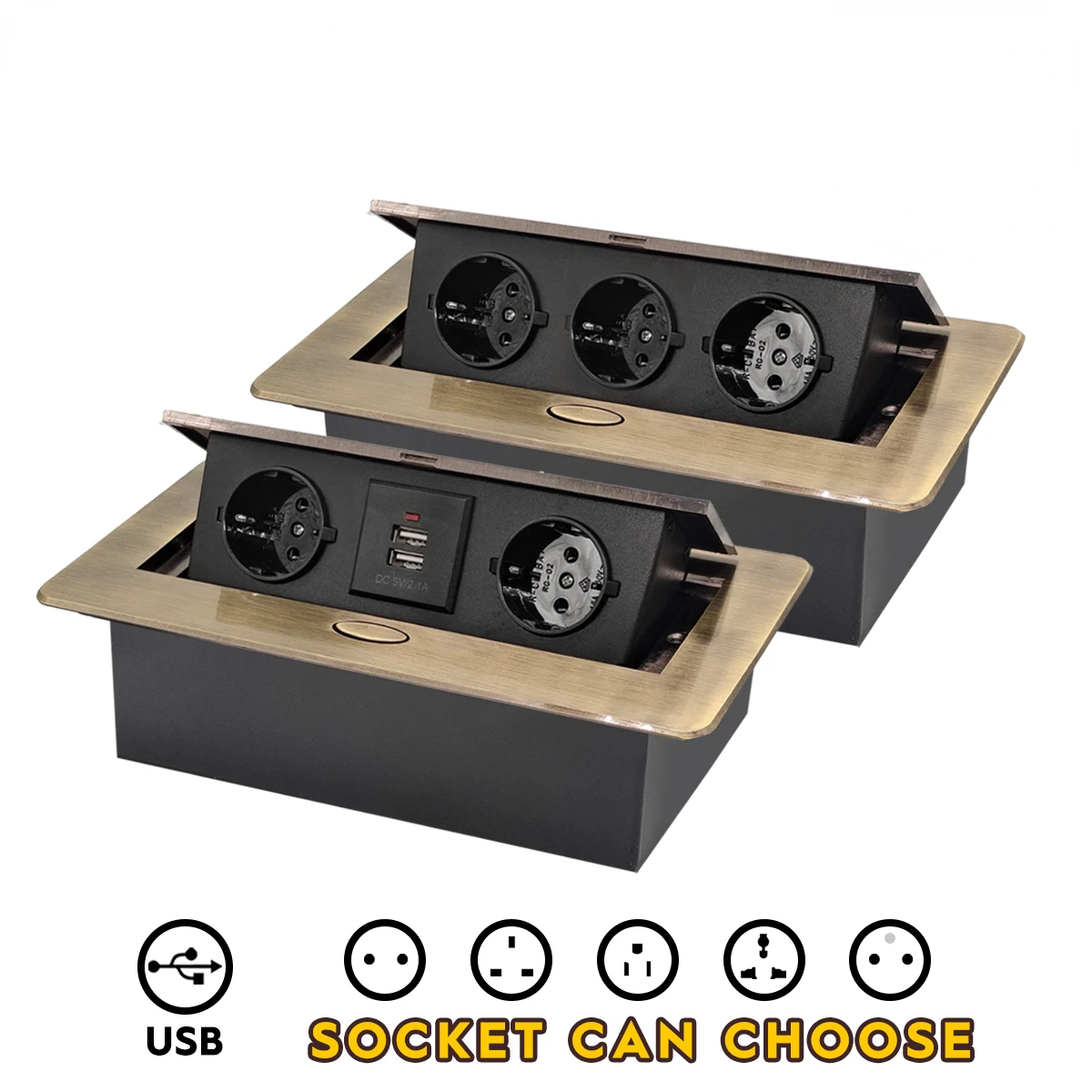 

Aluminum Panel EUR/French Bronze Gold(бронза винтажна)/Black/Silver Table Socket 2/3 Way Outlet USB Power three Socket household