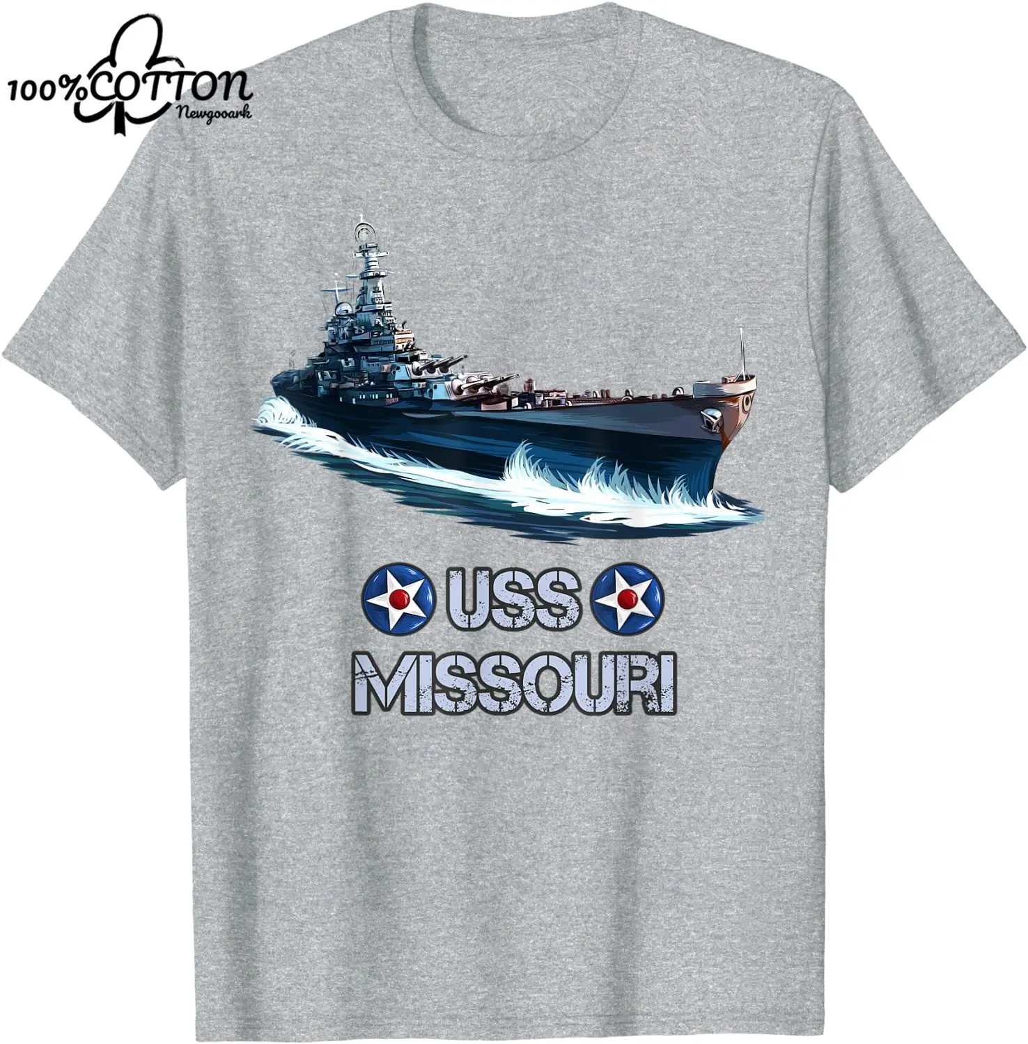 Футболка с военным кораблем Второй мировой войны Миссури. Хлопковая футболка