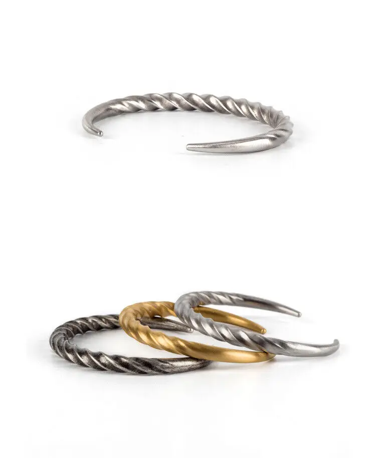 

7 Inch Men's Vintage Mobius Horn Stainless Steel Cuff Bangle Bracelet
