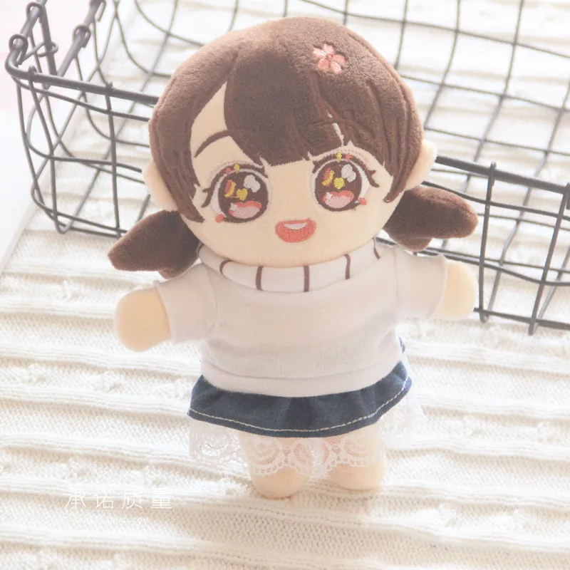 

20cm doll clothes Lovely dolls accessories Pink t-shirt Sweater Korea Kpop EXO idol Dolls gift DIY Toy Denim skirt