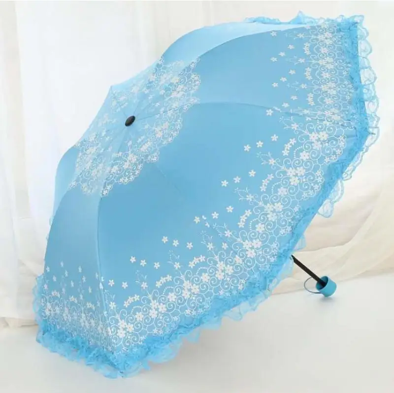 

Lace Sunny and Rainy Umbrella Protection UV Black Coating Folding Parasol Princess Windproof Anti UV Lace Umbrella for Women