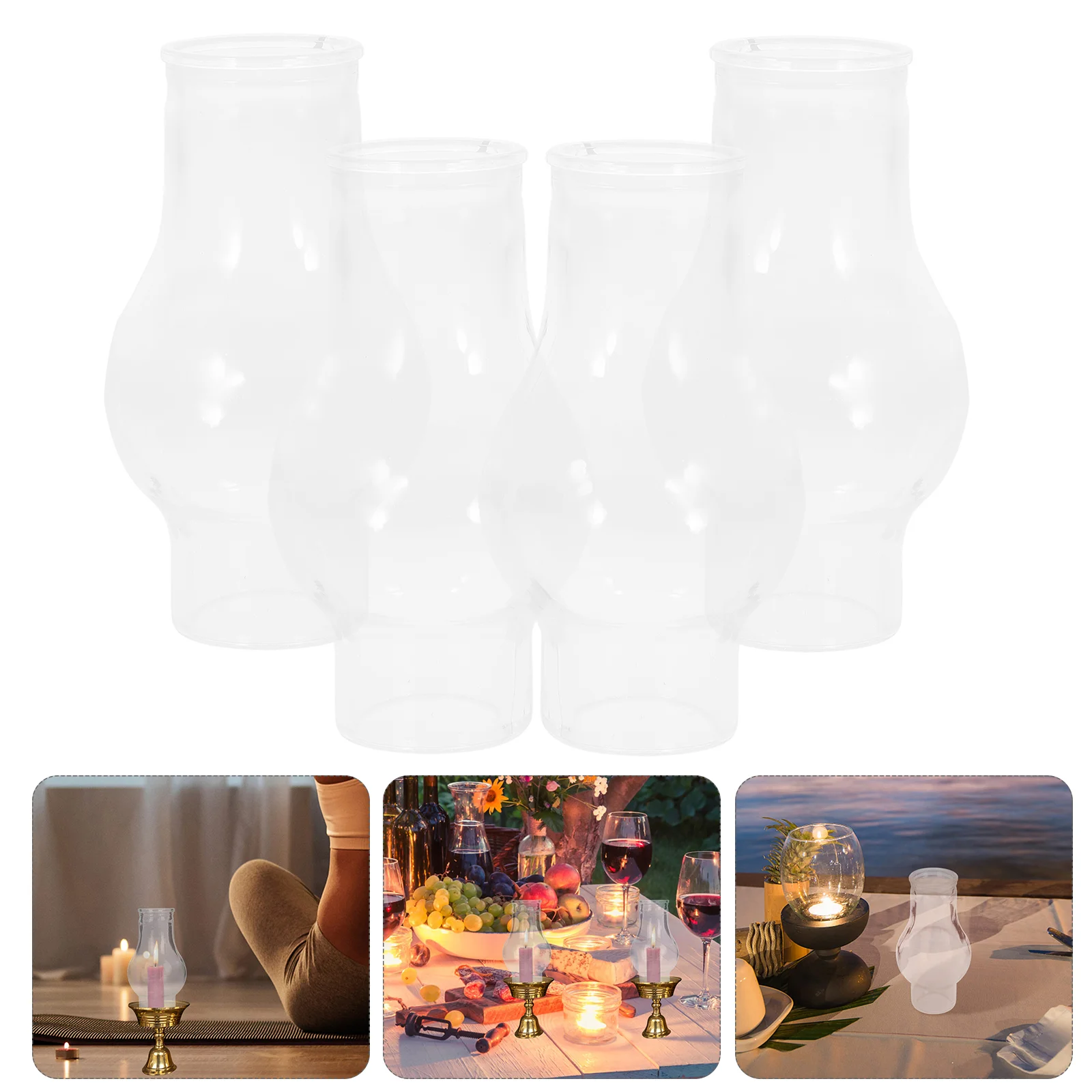 

4Pcs Glass Kerosene Lamp Lampshade Vintage Glass Light Cover Oil Lamp Decoration