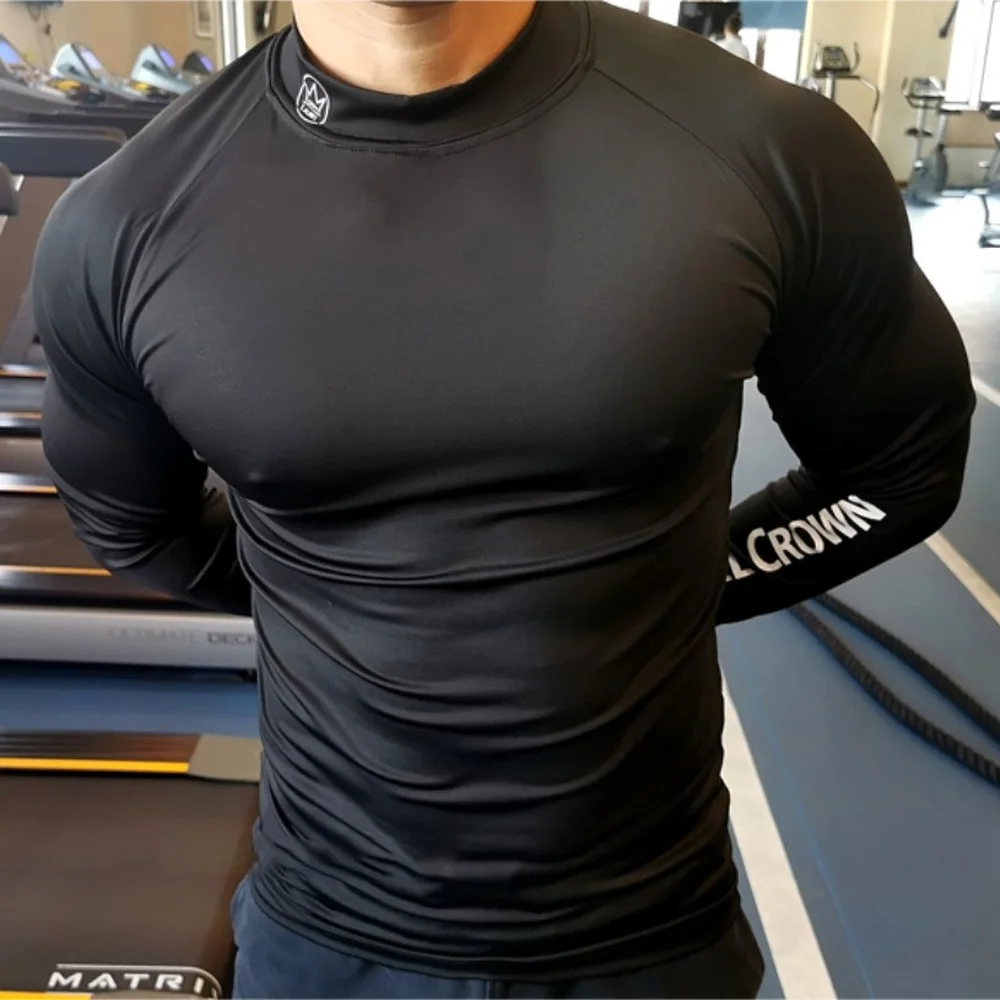 Sport Shirt Men Compression Quick Dry T-shirt Long Sleeve Bodybuilding Skinny Tee Tops Man Muscle Workout Clothing