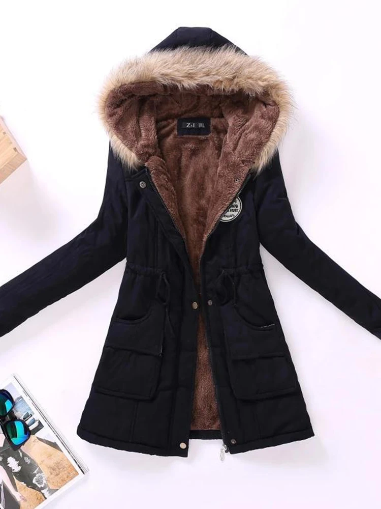2022 New Autumn Winter Women Cotton Jacket Padded Casual Slim Coat Emboridery Hooded Parkas Wadded Warm Overcoat Elegant Parka