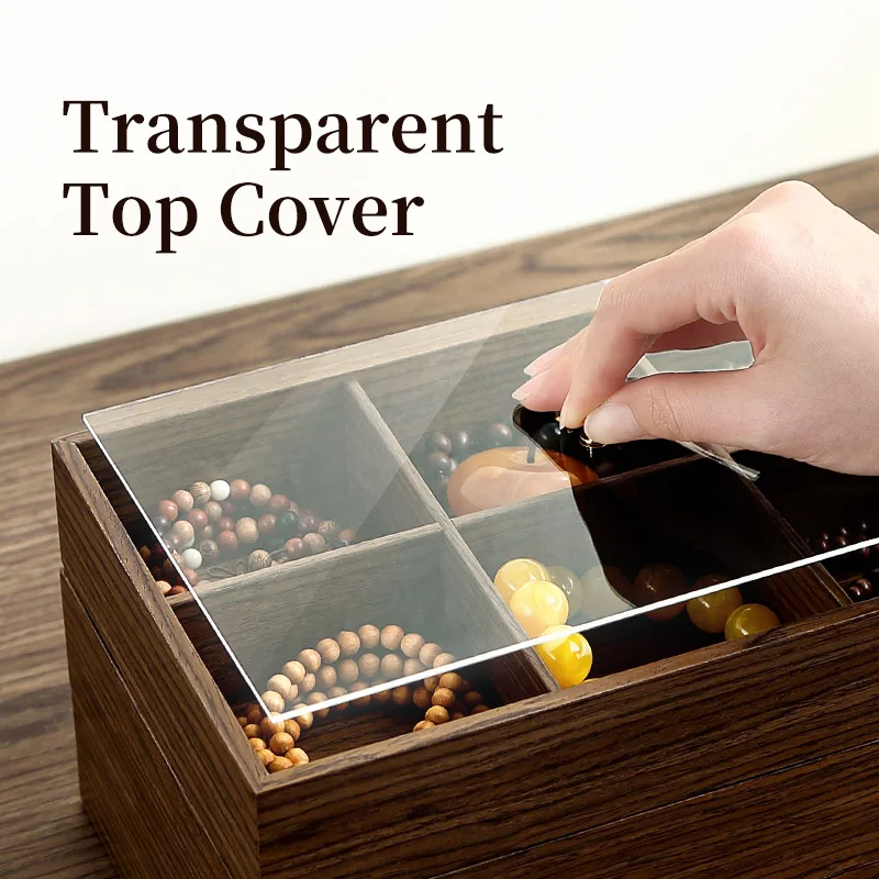 Casegrace Wooden Buddhist Jewelry Organizer Box with Lid Buddha Pendant Necklace Bracelet Storage Tray Case Men Jewelry Gift Box