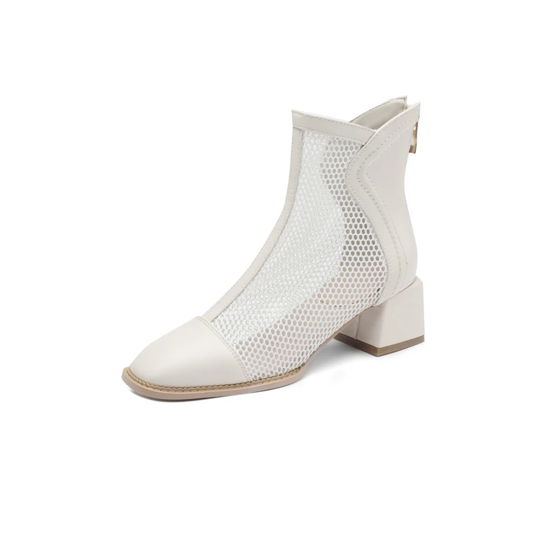 2023 Breathable Women's Boots Summer New Mesh Mid Heel Net Boots High Heels Ins Tide Street Shooting Breathable Women Boots
