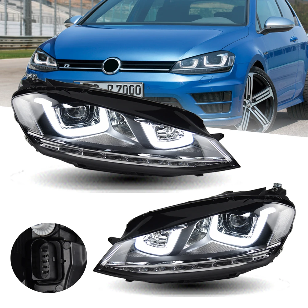 Фото Фара LXBY для VW Golf 7, светодиодные фары 2013-2017, головной свет, стайлинг автомобиля, ДХО, сигнальные линзы-проекторы, автоаксессуары, передние фары №2