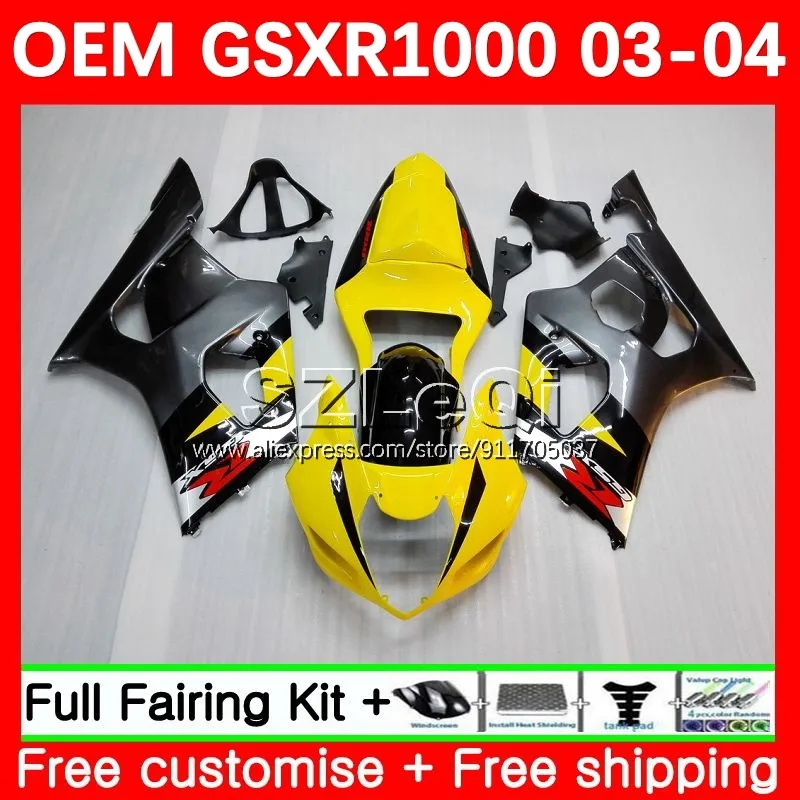 

Желтый серый корпус OEM для SUZUKI GSXR1000 K3 GSXR 1000 CC 1000CC GSXR-1000 03 04 GSX R1000 2003 2004 Обтекатели 80LQ.2