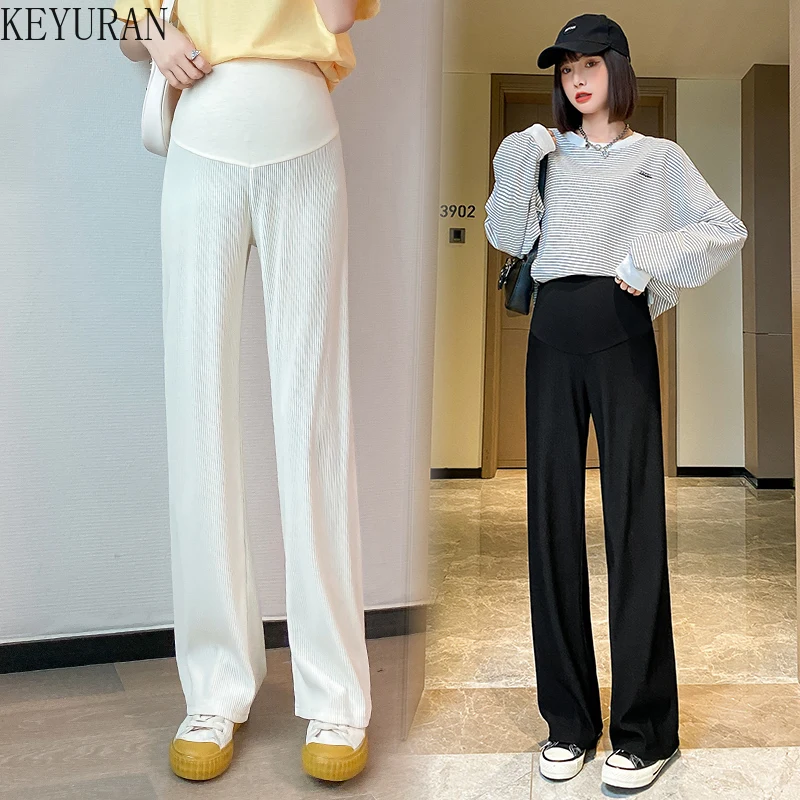 

2022 Spring Summer Maternity Wide Leg Pants Casual Loose HIgh Waist Pregnancy Belly Trousers Clothes For Pregnant Women Fashion