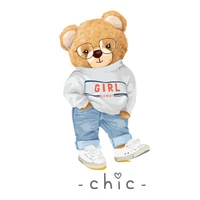 cartoon cute girl bear patch iron on transfers for clothing thermoadhesive patches stickers on clothes womens t shirt appliques