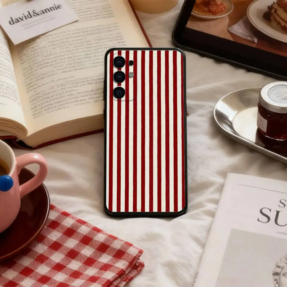 Фото Чехол для телефона B-Burgundy W-White Stripe для Samsung S 25,24,23,22,30,21,10,9,Ultra,Plus,Lite,FE,4,5 G, мягкий черный чехол №5