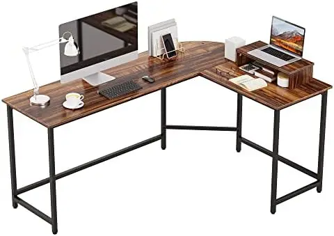 

Стол для компьютера в форме цветка с подставкой для монитора, двусторонний угловой стол для дома и офиса, современный игровой стол для компьютера, стол для учебы (темный)