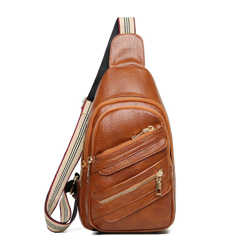 Korean Women'S Chest Crossborder Bag Soft Leather Multi-Layer Ladies Messenger Bag Leisure Travel Small Shoulder Bag Wholesale