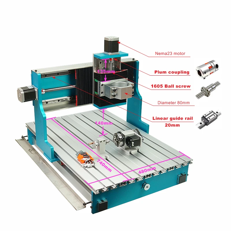 

LY CNC Wood Router CNC Frame 3040L 4 Axis Linear Guideway for DIY Engraving Drilling Milling Machine with Stepper Motors