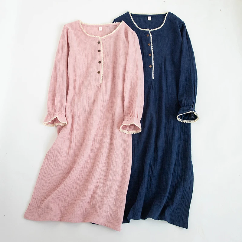 

Женское элегантное платье из муслина 100% хлопка, модель 2023 года, Повседневное платье средней длины с длинным рукавом и пуговицами, шикарный сарафан, платья