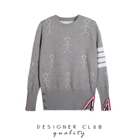 tb college style sweater design sense female niche stickman pattern long sleeved pullover loose lazy wind knitted top