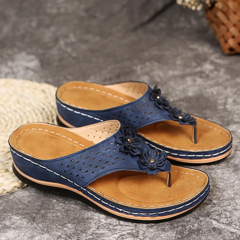 Women Thong Sandals 2023 New Summer Fashion Ladies Sandalias Casual Wedges Shoes Dress Flowers Female Beach Flip Flops Zapatos