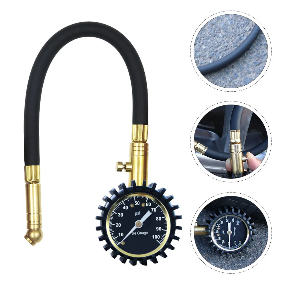 

Air Pressure Gauge Car Tire Inflator with Flexible Hose Tire Pressure Meter