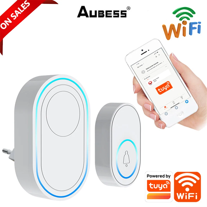 

Беспроводной дверной звонок 433 МГц, домашний дверной звонок с интеллектуальной кнопкой или 38 звуками, умный Wi-Fi дверной звонок, сигнализация...