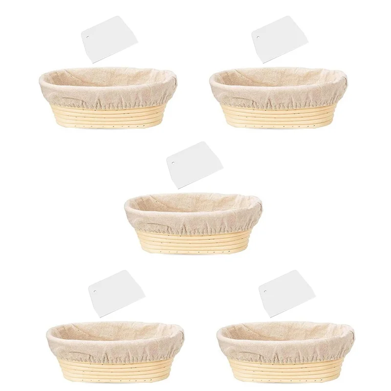 

5X 10 Inch Oval Shaped Bread Banneton Proofing Basket - Baking Dough Bowl Gifts for Bakers Proving Baskets for Sourdough