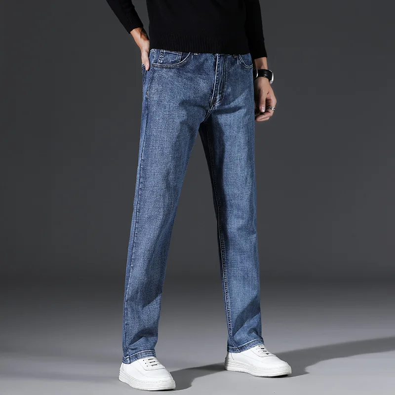

Jeans Men Spring Man straight jeans Denim Trousers Korean Style Trendy Stretch Pants Blue Trend Brand Blue jeans clothes