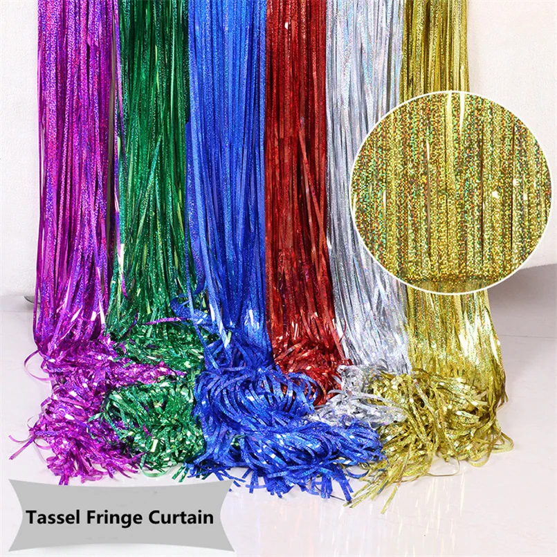 

2M 3M 1M Metallic Foil Fringe Shimmer Backdrop Wedding Party Wall Decoration Photo Booth Backdrop Tinsel Glitter Curtain Gold
