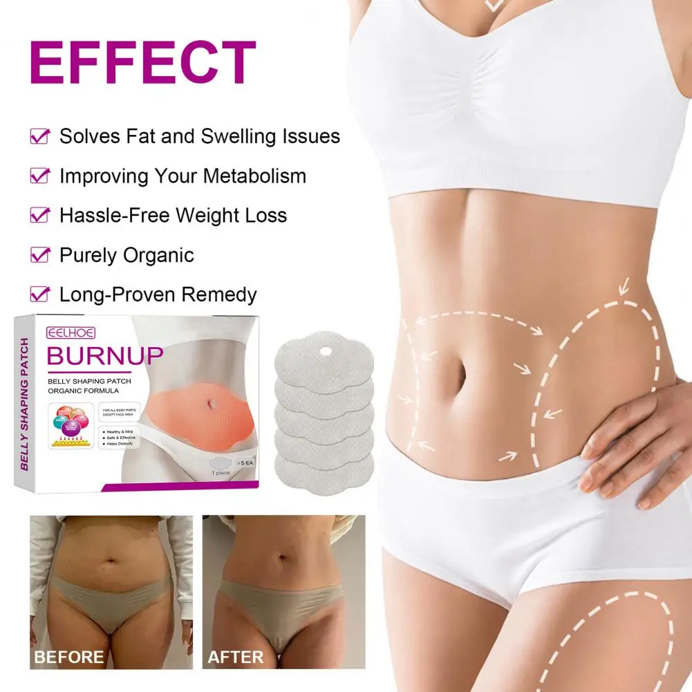 

5Pcs/Box Abdomen Slimming Fat Burning Navel Stick Slimming Patch Belly Slim Patch Body Shaping Patch Weight Loss Slimer Tool