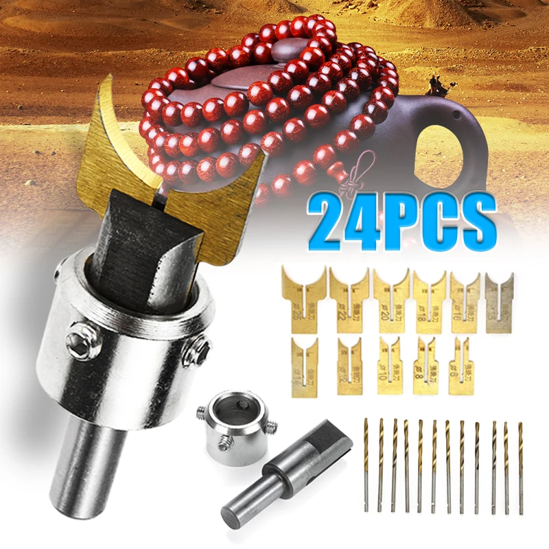 

24PCS/Set Wooden Buddha Bead Maker Tool Beads Drill Bit Milling Cutter Kits