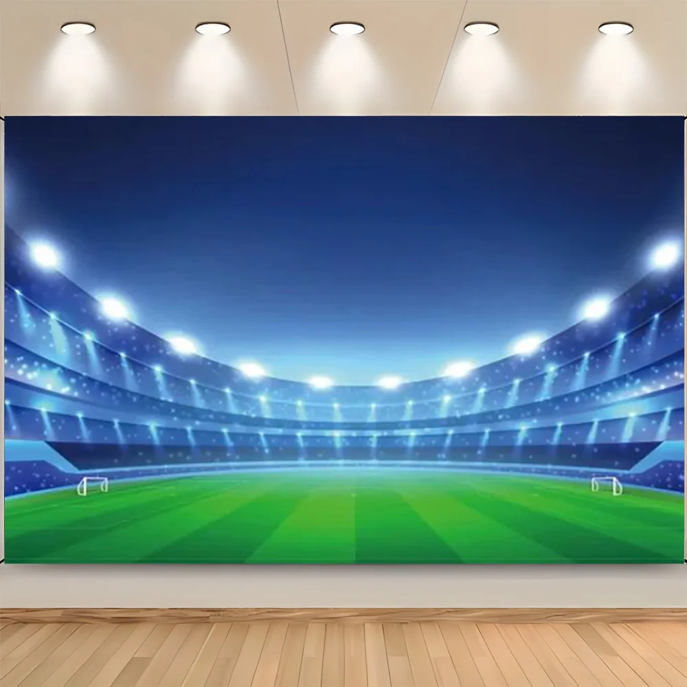 Фон для фотосъемки с изображением футбольного поля белыми линиями и травой