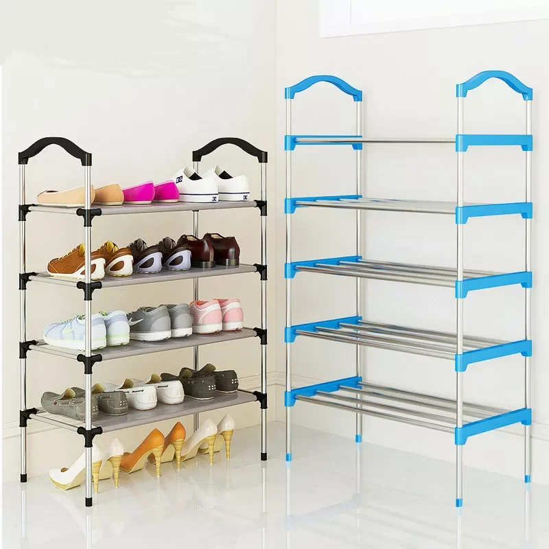 

Simple Multi-layer Shoe Rack Stainless Steel Shoe Organizer Door Bedroom Shoes Cabinet Storage Living Room Folding Hanger Home