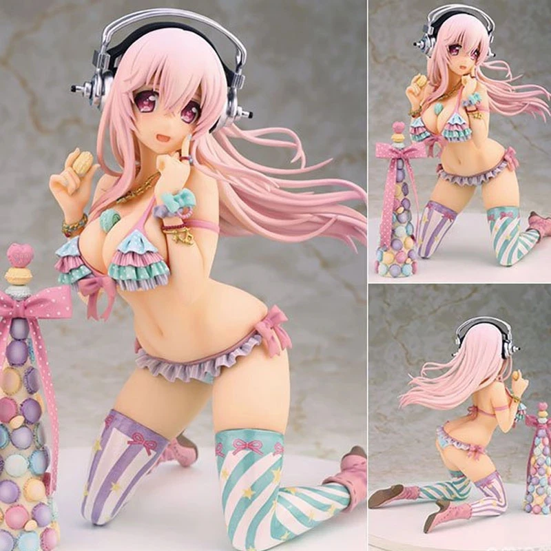 

Аниме Super Sonico с башней Макарон купальник бикини ПВХ экшн-фигурки сексуальная фигурка Коллекционная модель игрушки кукла подарок