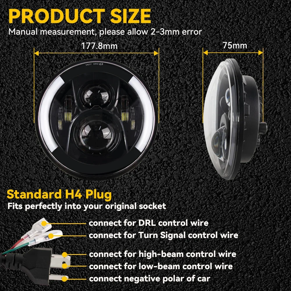 Для Harley Softail Touring Ultra Classic Electra Street Glide Road King Yamaha фары для мотоцикла 7 дюймов Круглая