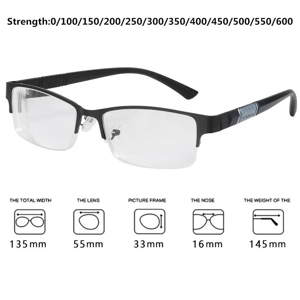 Очки для чтения с диоптриями 0-600 в металлической оправе
