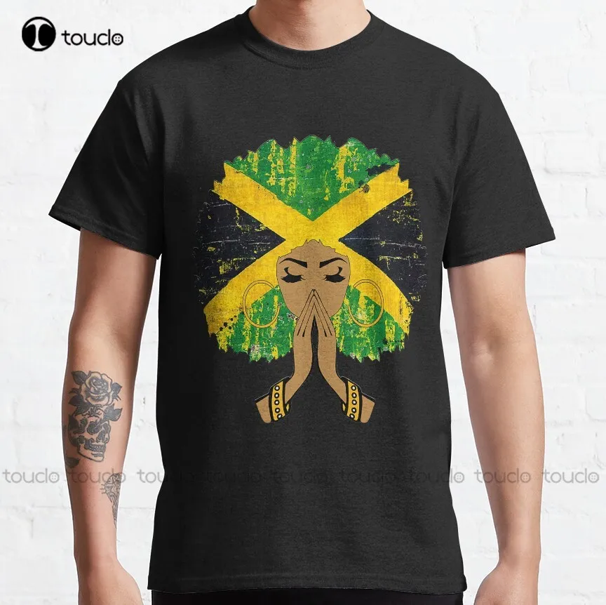 

Jamaican Flag Black Woman Melanin Queen Afro Classic T-Shirt Christmas Gift Digital Printing Tee Shirts Xs-5Xl Streetwear Unisex