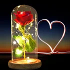 Подарок на день Святого Валентина 2022, светодиодный вечный волшебный цветок из фольги 24 карата с Зачарованными галактическими розами, Сказочная гирлянда в куполе для свадьбы