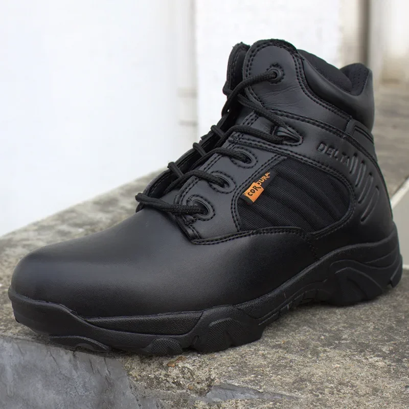 Ботильоны мужские тактические натуральная кожа на шнуровке водонепроницаемые