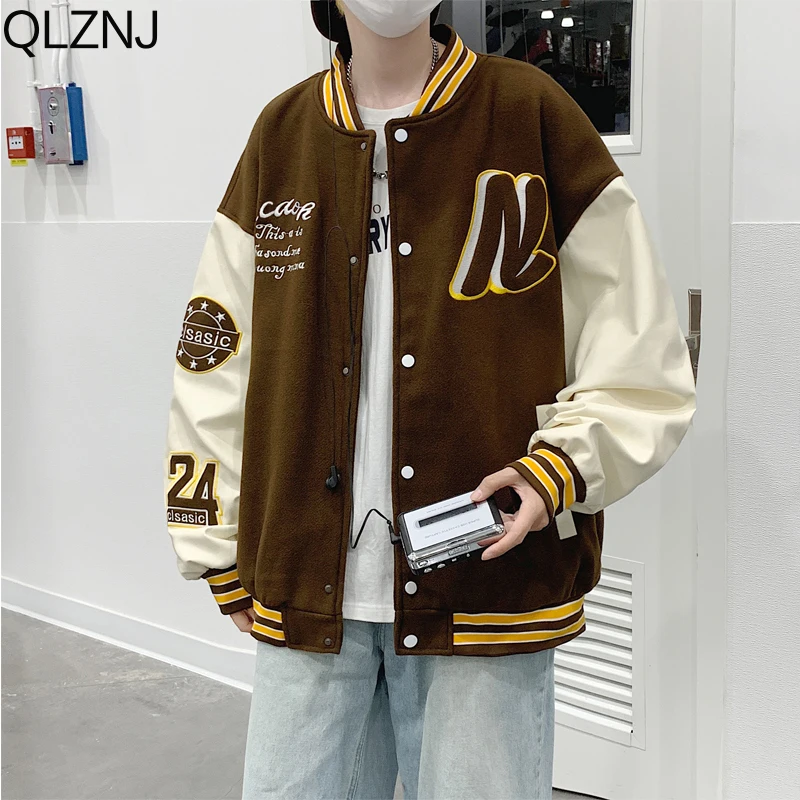 

Harajuku Fashion Bomber Jackets Men Streetwear Tops Vintage Baseball Uniform Oversized Coat College Varsity Jacket Y2k Women
