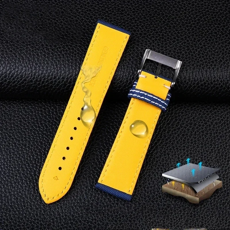 Фото Ремешок для часов Breitling Avenger Deep Dive Sea Wolf Yellow Wolf, нейлоновый высококачественный ремешок для часов Super Ocean, нижний ремень 22 мм №4