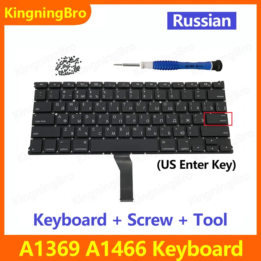 

Новая сменная клавиатура/набор винтов для Macbook Air 13 "A1369 A1466 русская клавиатура US Enter макет 2011 2012 2013 2014 2015